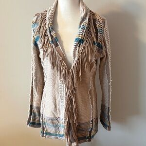 ZOZO Open Front Fringe Aztec Cardigan Sweater. Size Medium